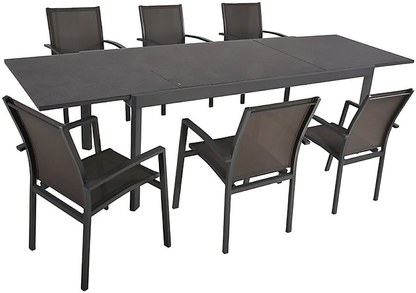 Garden Pleasure Garten-Essgruppe »NEREA« 1x Tisch, 6x Stapelstuhl, 7 Stk. t günstig online kaufen