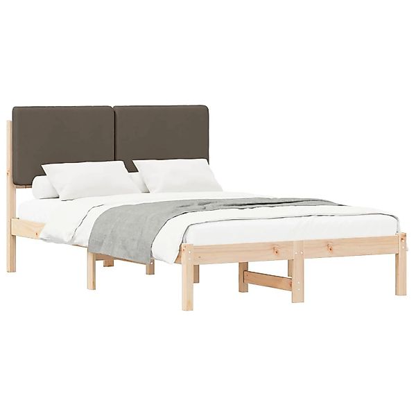 vidaXL Bettgestell mit Gepolstertem Kopfteil Taupe 135 x 190 cm 877922 günstig online kaufen