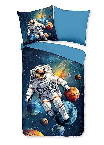 JACK Jugendbettwäsche 135x200cm Astronaut Weltenreiser Planeten, Microfaser günstig online kaufen