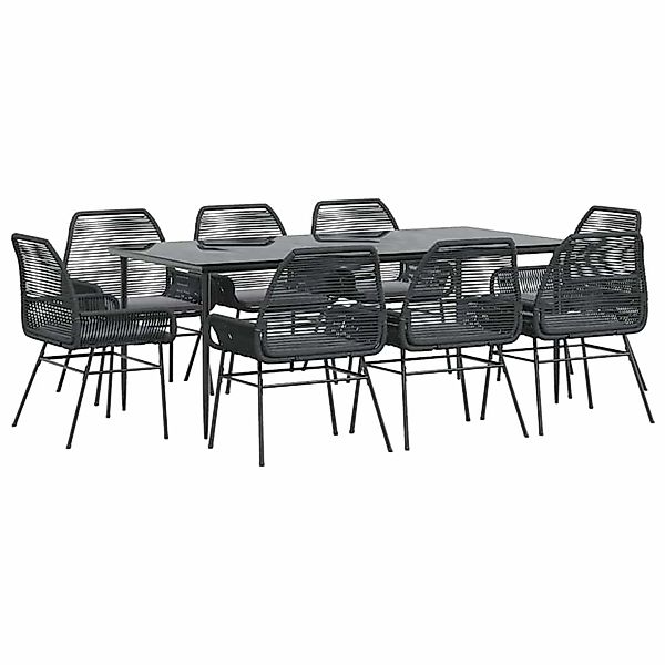 vidaXL 9-Tlg Garten-Essgruppe mit Kissen Schwarz Poly Rattan Glas 3334470 günstig online kaufen