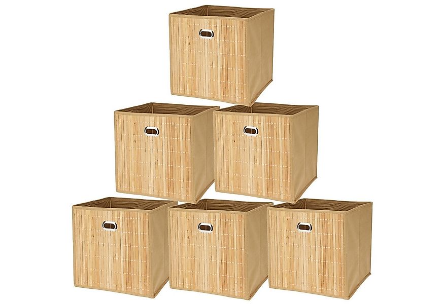 Koopman Aufbewahrungsbox Aufbewahrung 31x31x31cm Bambus faltbar 6er Set (6 günstig online kaufen