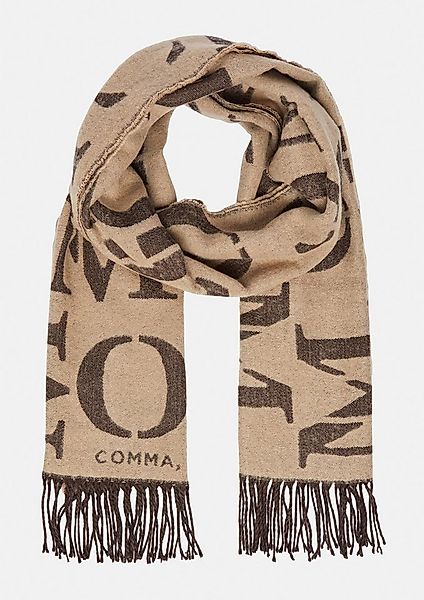 comma Schal Tuch, Weicher Wendeschal mit Fransen und Logo-Artwork günstig online kaufen