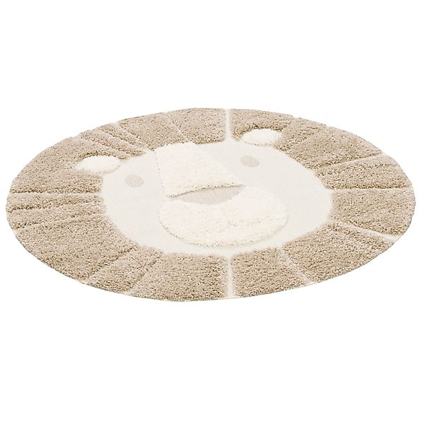 Pergamon Hochflor Kinder Teppich Richie Löwe Beige 120cm Rund günstig online kaufen