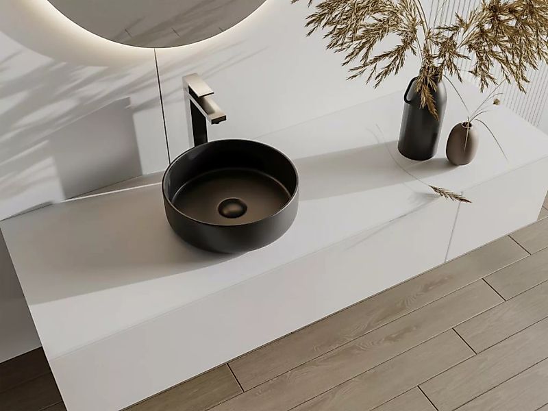 Aufsatzwaschbecken - Keramik - Schwarz matt - 36 cm - KANELLE II günstig online kaufen
