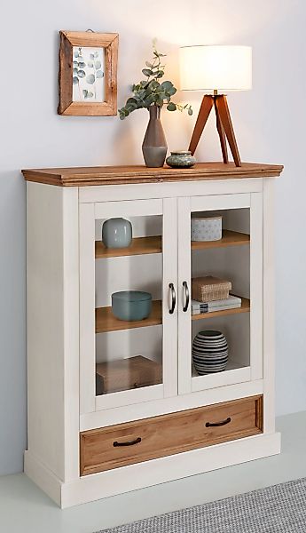 Home affaire Vitrine "Selma Highboard", aus massivem Kiefernholz, mit Griff günstig online kaufen