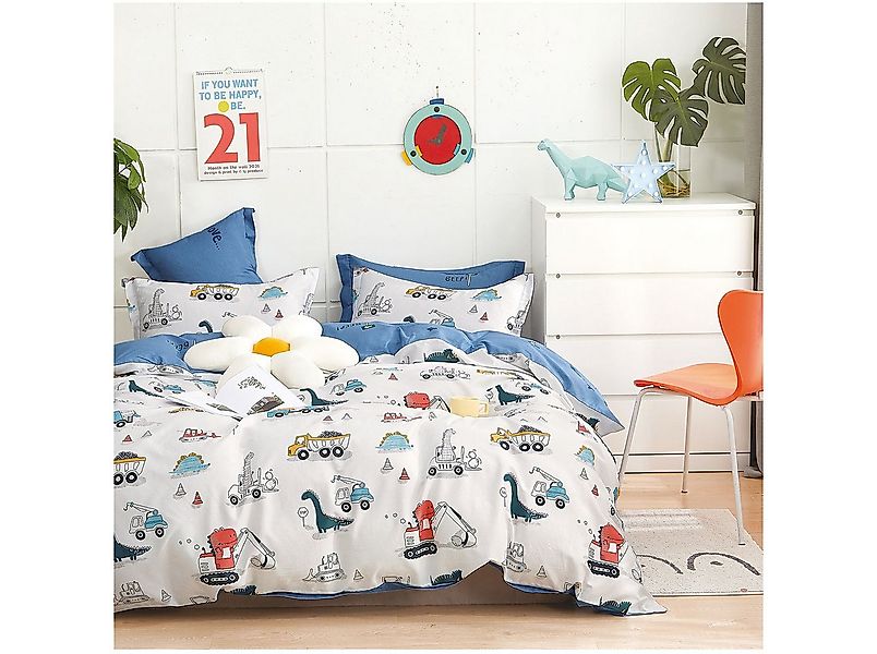 KEAYOO Kinderbettwäsche WPKL, Süß Dinosaurier Muster Kinderbettwäsche mit S günstig online kaufen