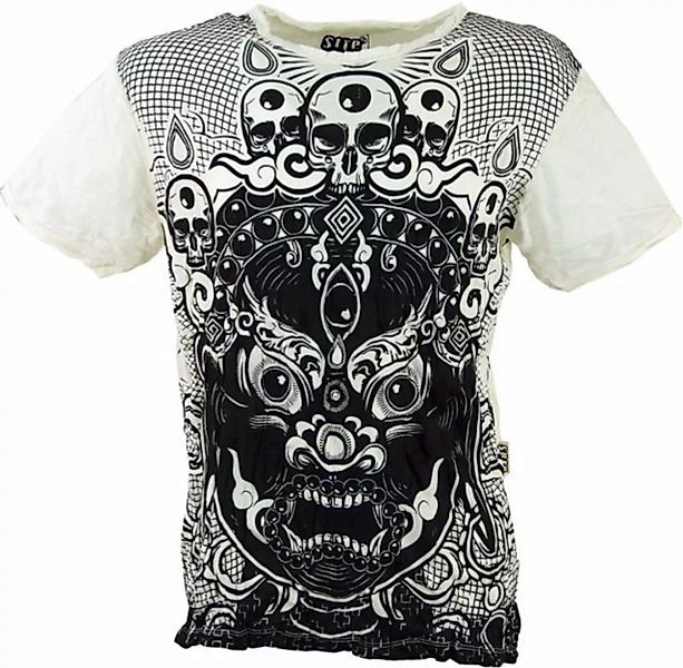 Guru-Shop T-Shirt Sure Herren T-Shirt Dämon - weiß Goa Style, Festival, alt günstig online kaufen
