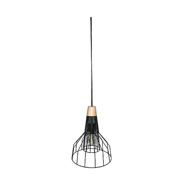 Dapo Decken Pendelleuchte Mila 26cm Holz Metall Schwarz E27 IP20 günstig online kaufen