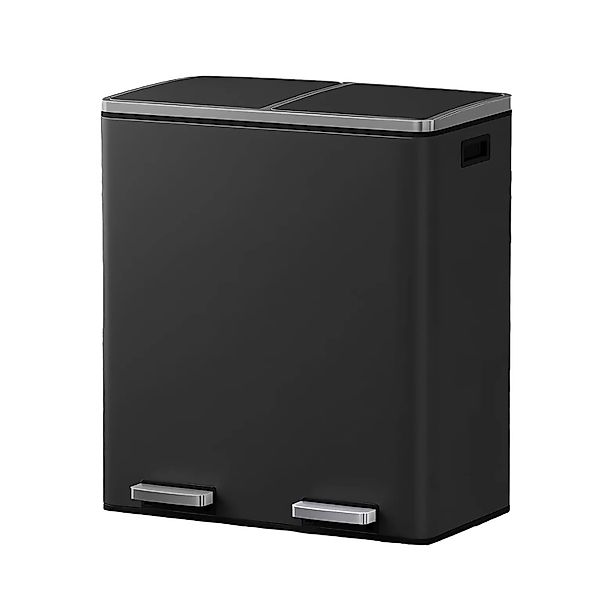 Songmics Mülleimer Pary 2 Fächer x 30 l Schwarz günstig online kaufen