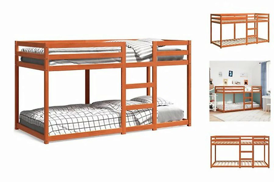 vidaXL Kinderbett Kinderbett Etagenbett Wachsbraun 80x200 cm Massivholz Kie günstig online kaufen
