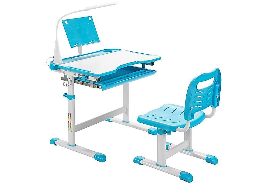 COSTWAY Kinderschreibtisch, mit Stuhl & Lampe, höhenverstellbar, mit Bücher günstig online kaufen