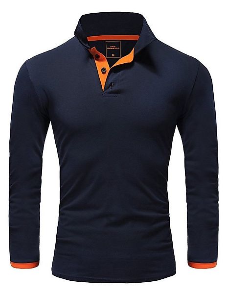 REPUBLIX Poloshirt LEX Herren Basic Langarm Kontrast Polo Hemd günstig online kaufen