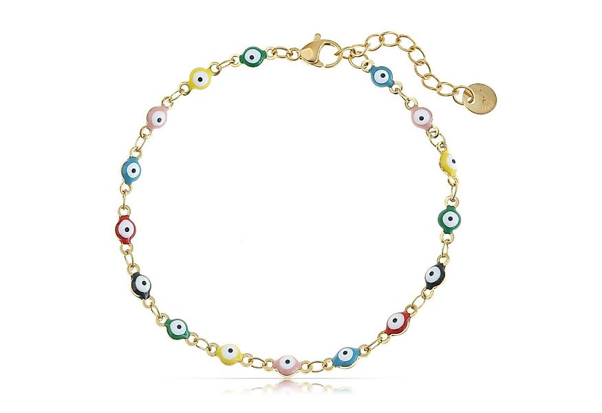 Made by Nami Edelstahlarmband Gold mit Nazar Boncuk Anhängern Perlenarmband günstig online kaufen