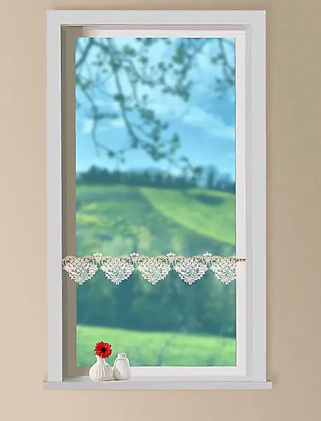 W. Reuter & Sohn - Plauener Spitze® Scheibengardine »Blüten« Stangendurchzu günstig online kaufen