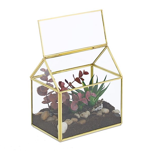 relaxdays Gewächshaus Pflanzenterrarium aus Glas Hausform, günstig online kaufen
