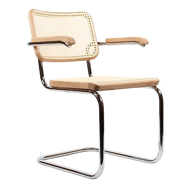 THONET S 64 V | Eiche Pure Materials | Stahlrohr-Freischwinger mit Armlehne günstig online kaufen