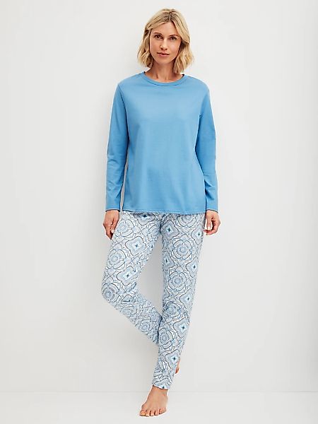 CALIDA Schlafanzug "Cotton Special", (2 tlg.), Hose gemuster, Oberteil uni günstig online kaufen