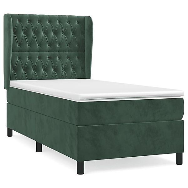 vidaXL Boxspringbett mit Matratze Dunkelgrün 90x190 cm Samt 3129366 günstig online kaufen