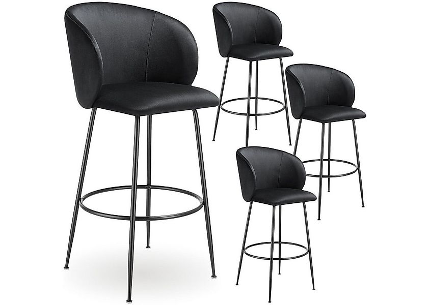 tectake Barhocker Barstuhl Luana, mit Rückenlehne, Samtoptik, 51 x 60 x 106 günstig online kaufen
