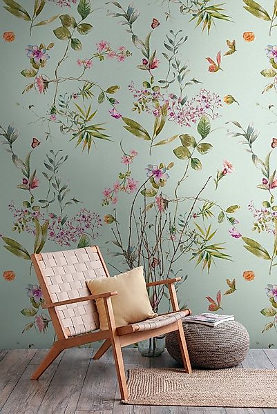 living walls Fototapete THE WALL III Blumen-Tapete Motivtapete Blümchen Blu günstig online kaufen