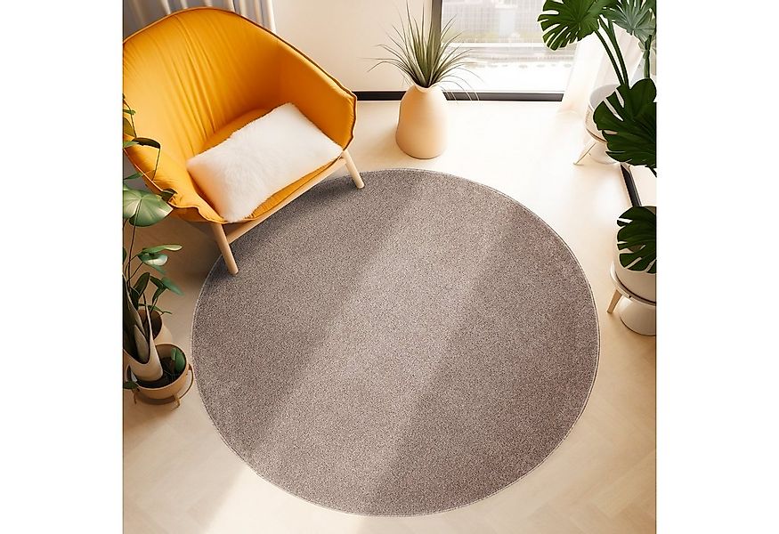 SIMPEX24 Teppich Unicolor - Einfarbig, Rund, Höhe: 11 mm, Einfarbig Kurzflo günstig online kaufen