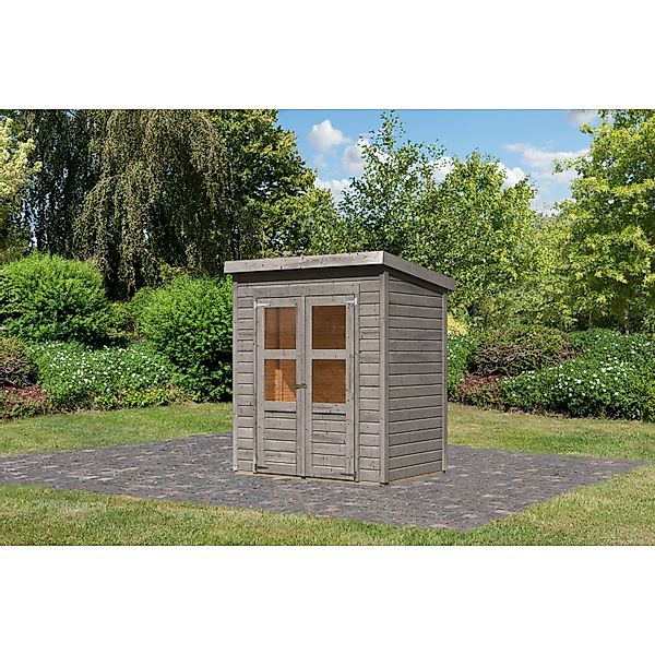 Karibu Gartenhaus Vellinge 2 Vorvergraut 219 x 178 x 122 cm günstig online kaufen