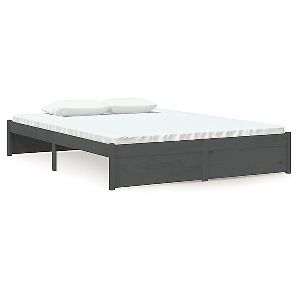 Vidaxl Massivholzbett Grau 135x190 Cm 4ft6 Double günstig online kaufen