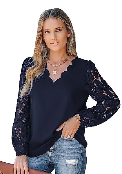 Cupshe Blusentop Langarm Top mit Spitze günstig online kaufen