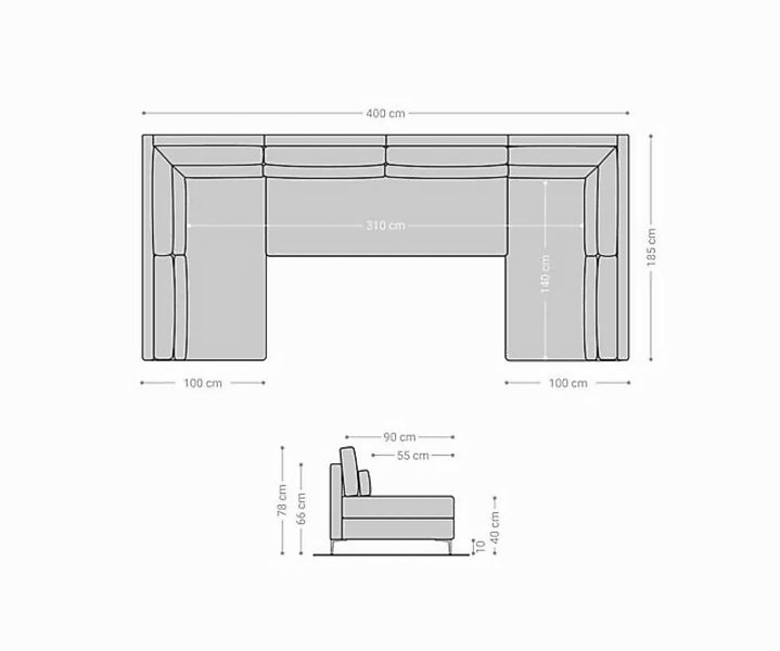 DELIFE Wohnlandschaft Elio, Mikrofaser Graphite 400x185 cm XL Wohnlandschaf günstig online kaufen