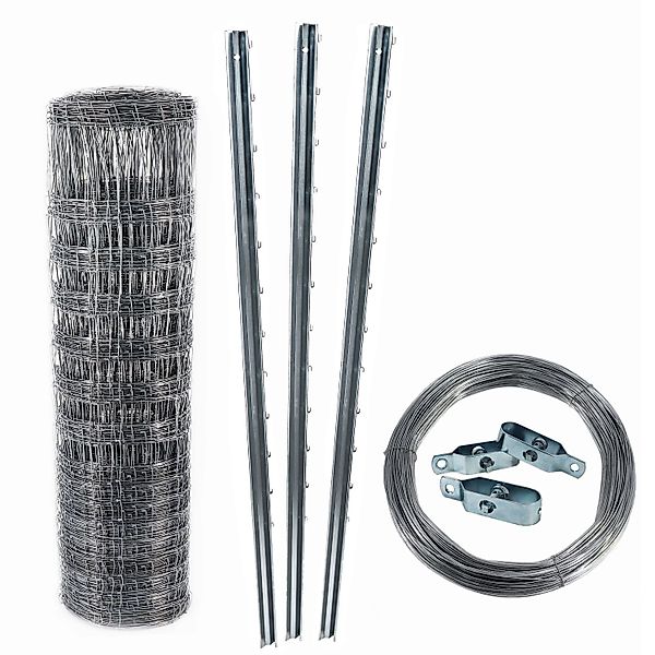 Aquagart 250m Wildzaun Forstzaun Knotengeflecht 100/10/30 + Pfosten + Spann günstig online kaufen