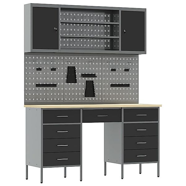 vidaXL Werkbank 7-tlg. Werkstattschrank-Set mit Stecktafel günstig online kaufen