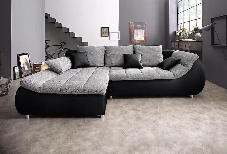 INOSIGN Ecksofa "Imola elegant und bequem, aktuelle Steppung im Sitz, L-For günstig online kaufen