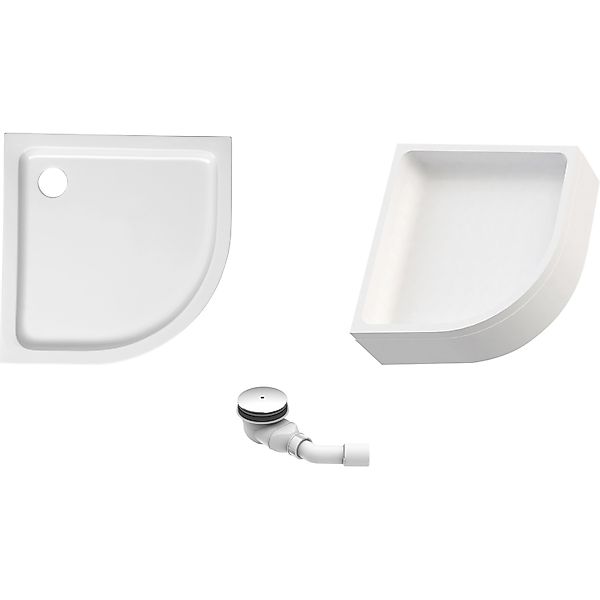 Ottofond Duschwannen-Set Viertelkreis 90 cm x 90 cm Weiß günstig online kaufen
