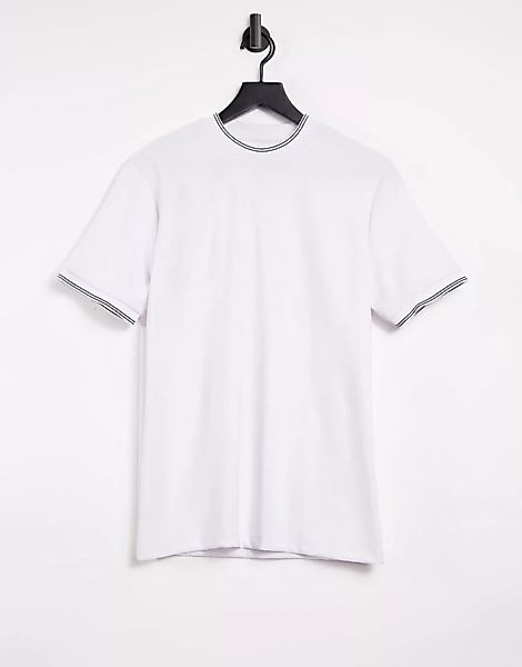 River Island – Schmal geschnittenes T-Shirt in Weiß mit Kontrastnaht günstig online kaufen