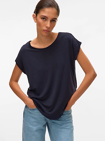 Vero Moda Rundhalsshirt "VMAVA PLAIN SS TOP GAJRS NOOS" Materialmix, regula günstig online kaufen