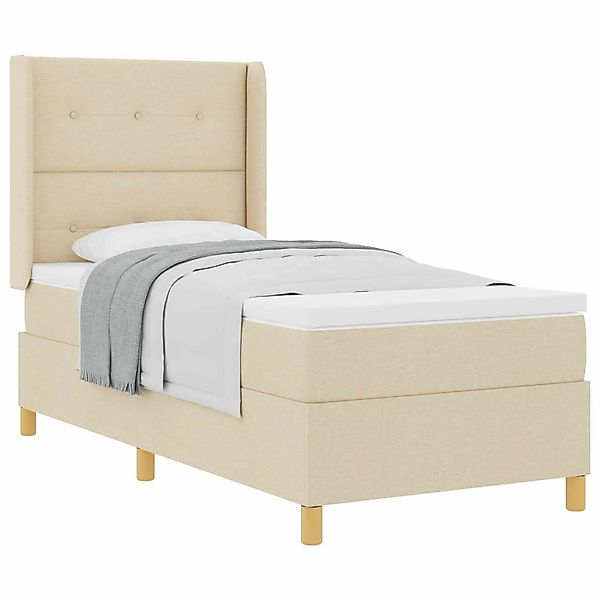 vidaXL Boxspringbett mit Matratze mit Kopfteil Creme 80 x 200 cm Stoff 3341 günstig online kaufen