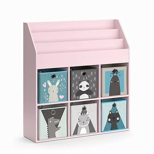 Vicco Bücherregal Luigi, Rosa, 107.2 x 114.2 cm mit 6 Faltboxen (grau) günstig online kaufen