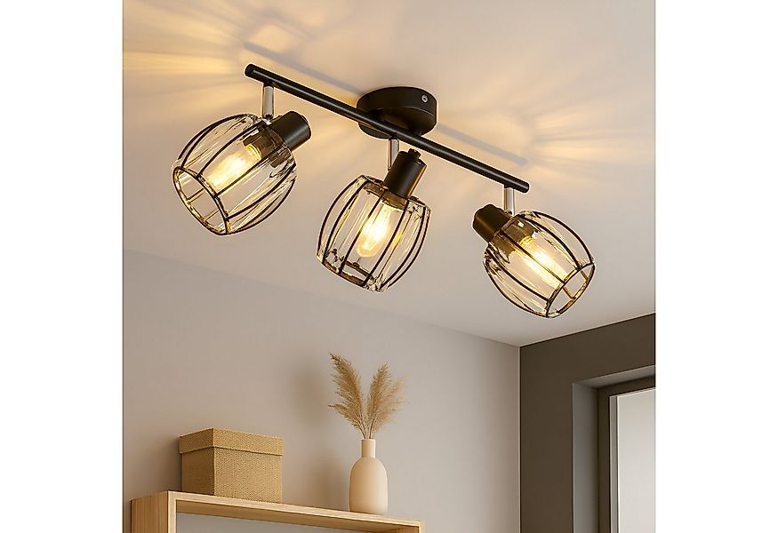 Nettlife Deckenstrahler Kristall Vintage Industrial Deckenspot Schwarz E14 günstig online kaufen