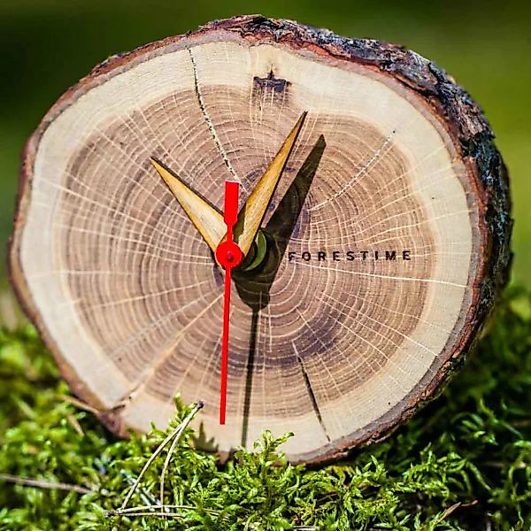 Tischuhr Forestime - Stylische Uhr Aus Echtem Eichenholzstamm günstig online kaufen