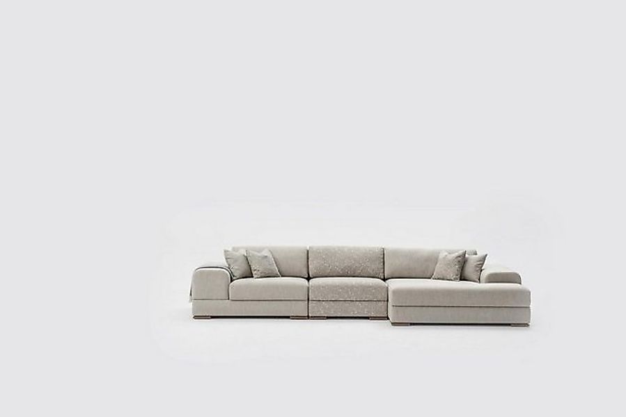 Xlmoebel Ecksofa Luxuriöse graue Wohnlandschaft in L-Form mit modernem Desi günstig online kaufen