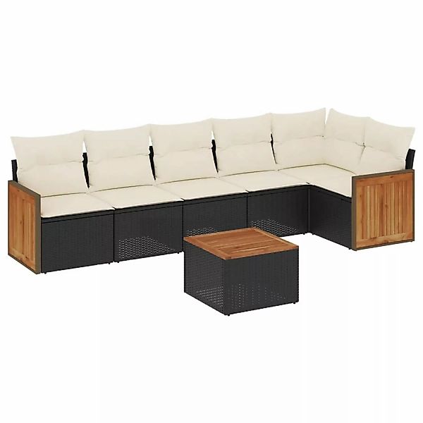 vidaXL 7-tlg Garten-Sofagarnitur mit Kissen Schwarz Poly Rattan Modell 193 günstig online kaufen