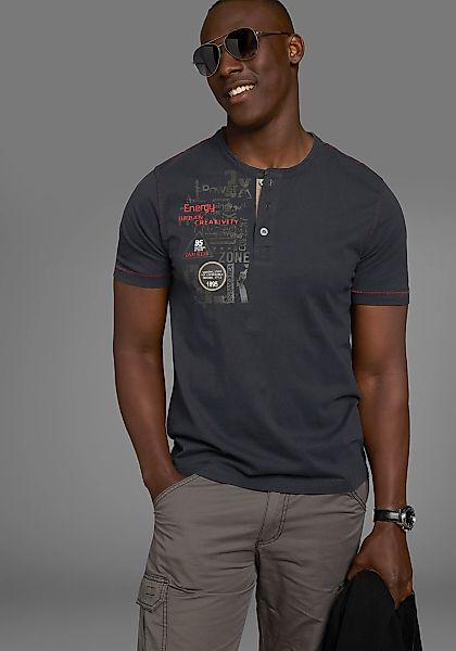 Mans World Henleyshirt, Kurzarm, lässige Passform, bedruckt, Rundhals, casu günstig online kaufen