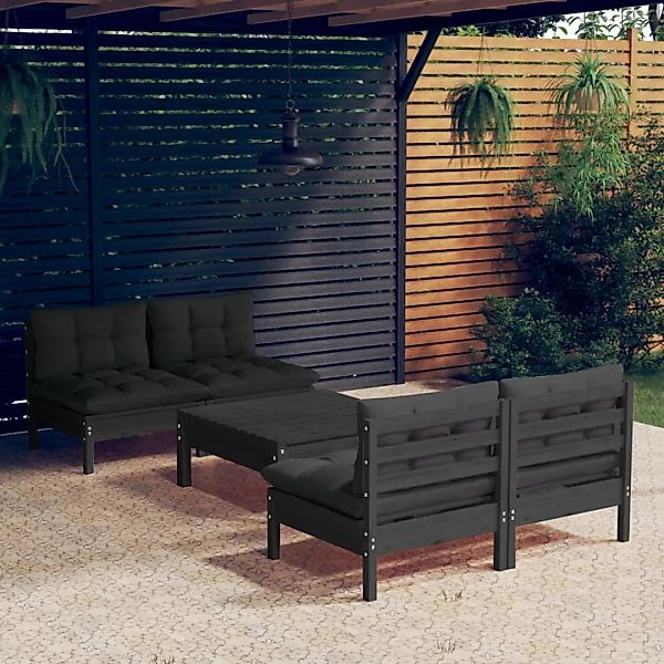 5-tlg. Garten-lounge-set Mit Anthrazit Kissen Kiefernholz günstig online kaufen