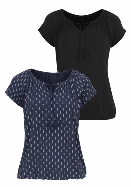 Vivance Kurzarmshirt "mit leicht gerafftem Ausschnitt" 2er-Pack, aus weiche günstig online kaufen