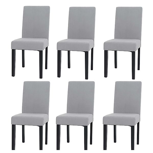 MCW Esszimmerstuhl Littau Cord 6er-Set Hellgrau Dunkle Beine günstig online kaufen