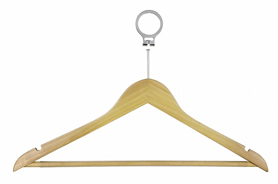 WENKO Kleiderbügel "Modell Hotel" aus Holz, mit Metall-Sicherungsring für j günstig online kaufen