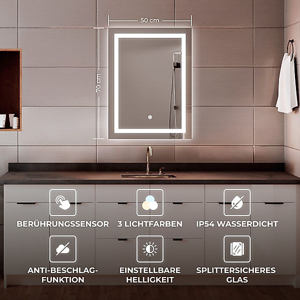 Bringer Badspiegel BRS102, Badezimmerspiegel mit Anti-Beschlag und Speicher günstig online kaufen