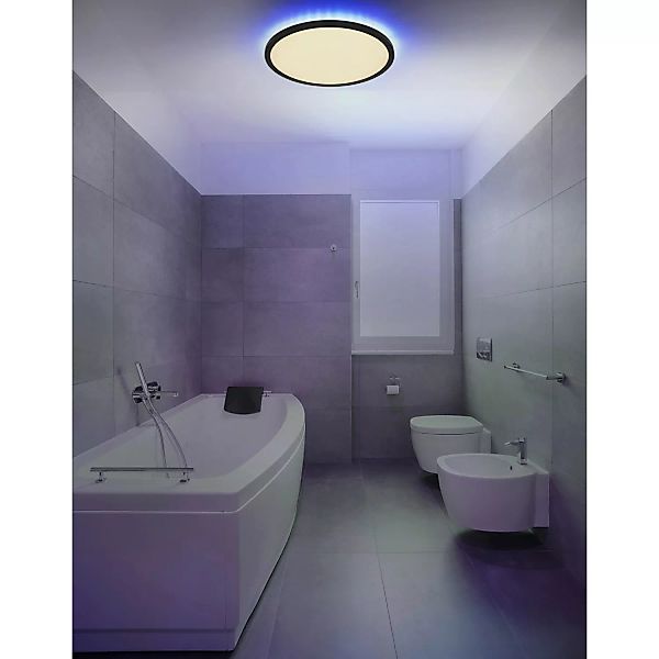 Globo LED-Deckenleuchte Sapana 2-flammig Schwarz 420 x 25 mm CCT, RGB günstig online kaufen