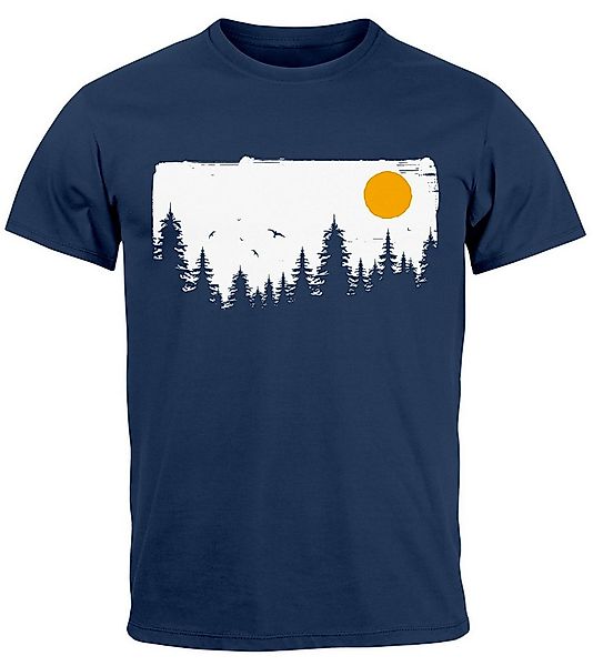 Neverless Print-Shirt Herren T-Shirt Wald Bäume Outdoor Adventure Abenteuer günstig online kaufen