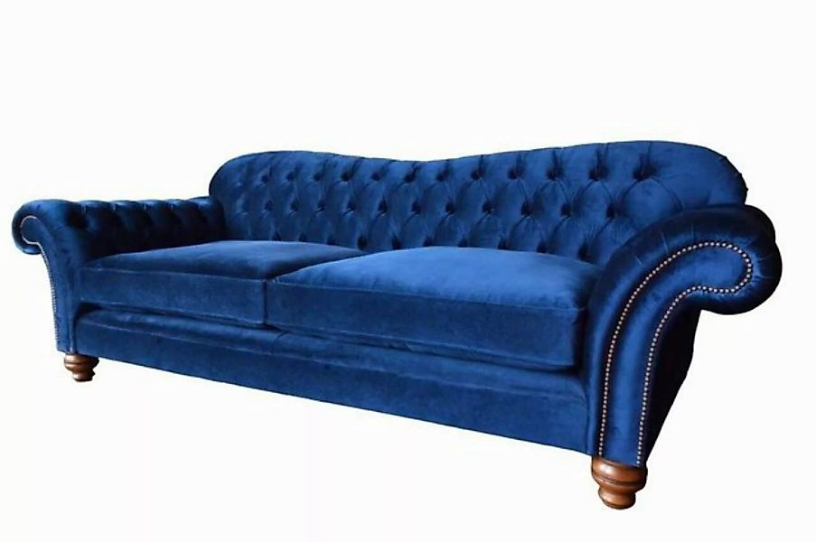 JVmoebel Sofa Luxus Blauer Chesterfield Dreisitzer Sofa 3 Sitzer Wohnzimmer günstig online kaufen